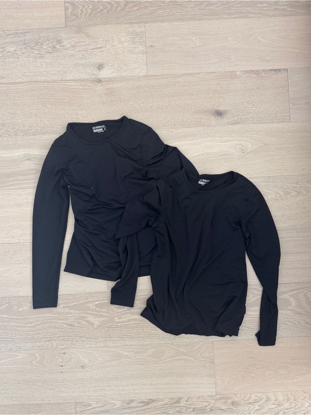Magellan Outdoors Women Black Long Sleeve Crew Neck Stretch T-Shirt Solid S